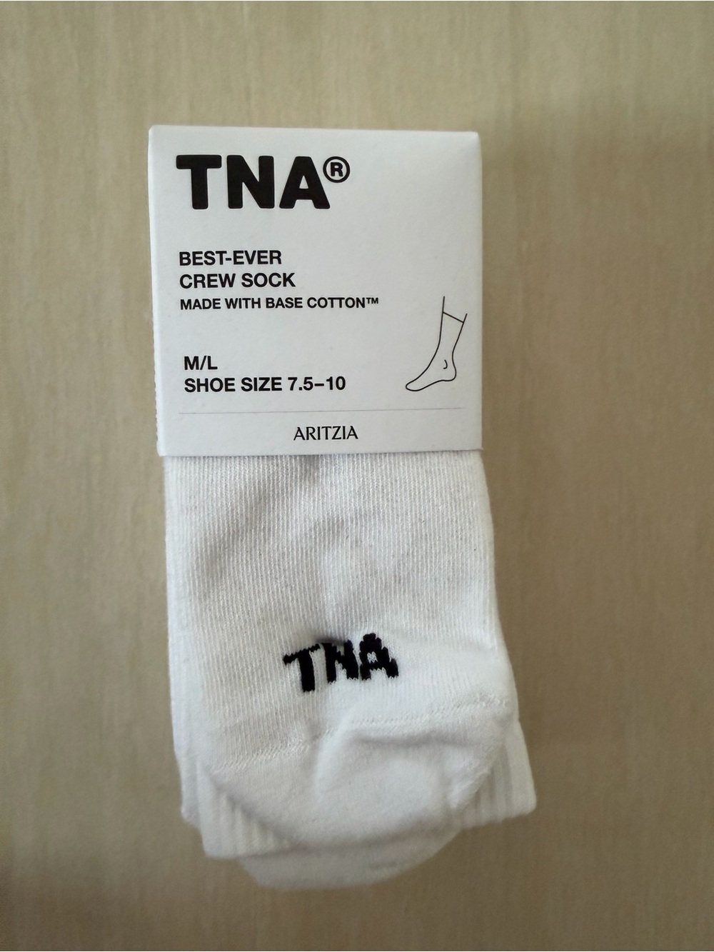 Aritzia TNA White Crew Socks with Black Logo
